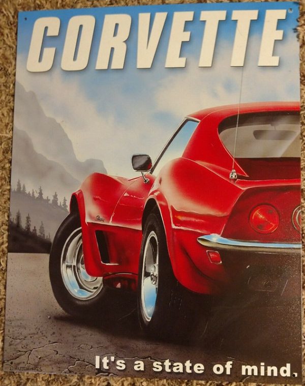 Corvette Tin Metal Sign - It's a State of Mind