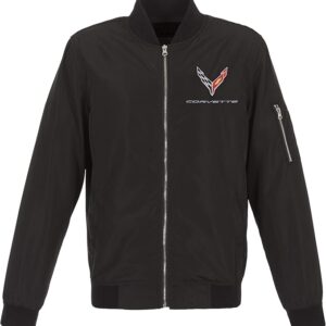 JH DESIGN GROUP Mens Chevy Corvette C8 Emblem Lightweight Zip-Up Nylon Jacket