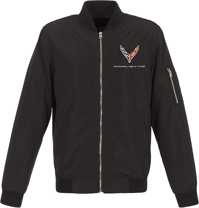 c8-corvette-jacket-1 JH DESIGN GROUP Mens Chevy Corvette C8 Emblem Lightweight Zip-Up Nylon Jacket