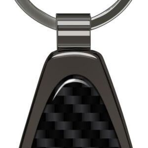 Cadillac V Logo Real Black Carbon Fiber Gunmetal Black Teardrop Key Chain