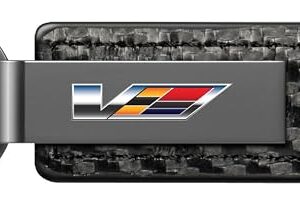 Cadillac V Logo Carbon Fiber Texture PU Leather Key Chain