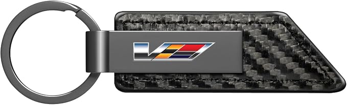v-series-key-chain-1 Cadillac V Logo Carbon Fiber Texture PU Leather Key Chain
