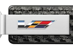 Cadillac V Logo Carbon Fiber Texture PU Leather Key Chain