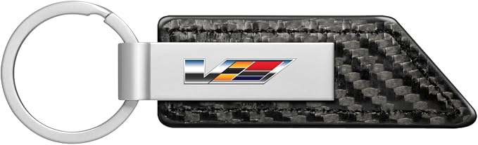 v-series-key-chain-5 Cadillac V Logo Carbon Fiber Texture PU Leather Key Chain
