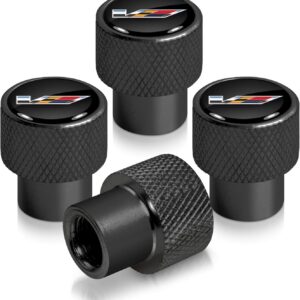 Cadillac V Logo Black Easy-Grip Premium Aluminum Tire Valve Stem Caps