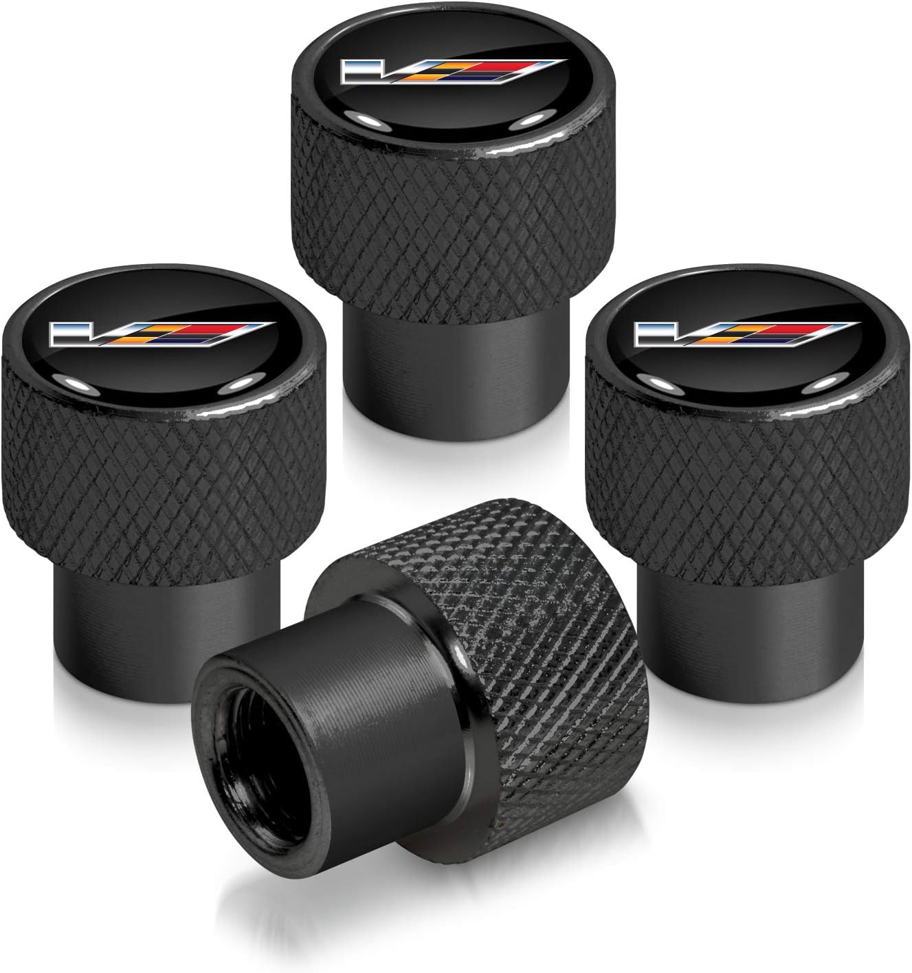 v-series-valve-stem-cap-1 Cadillac V Logo Black Easy-Grip Premium Aluminum Tire Valve Stem Caps